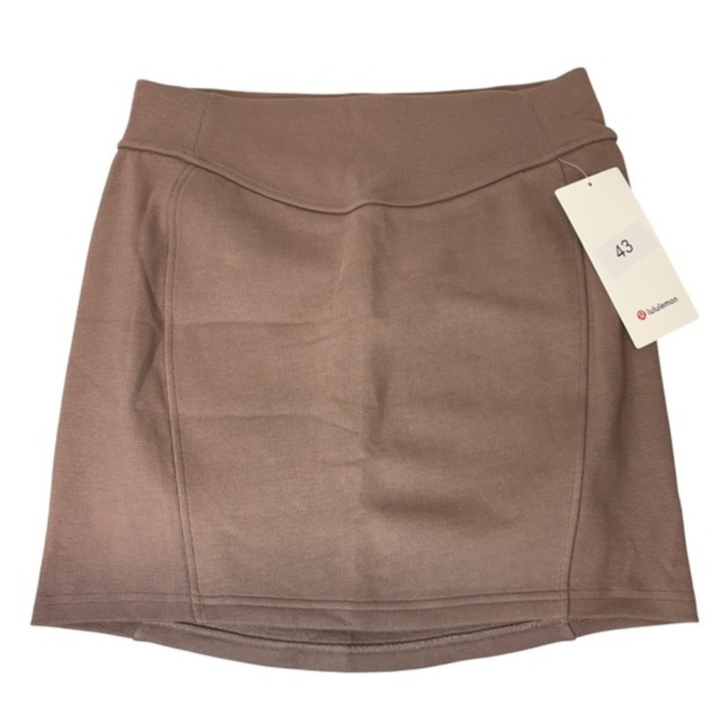 Lululemon Scuba High Rise Mini Skirt Size M Taupetastic Cotton Fleece Pull On